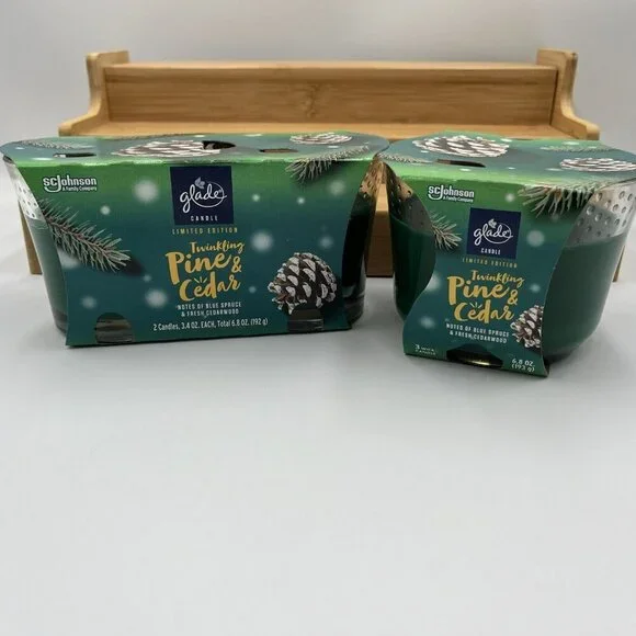 Glade Candle Twinkling Pine&Cedar/(1)3wick and (1) Two Pk/Limited Edition/6.8oz - Picture 5 of 6